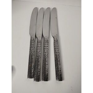 Cambridge Stainless Steel Butter Knives Vintage Aztec Set of 4